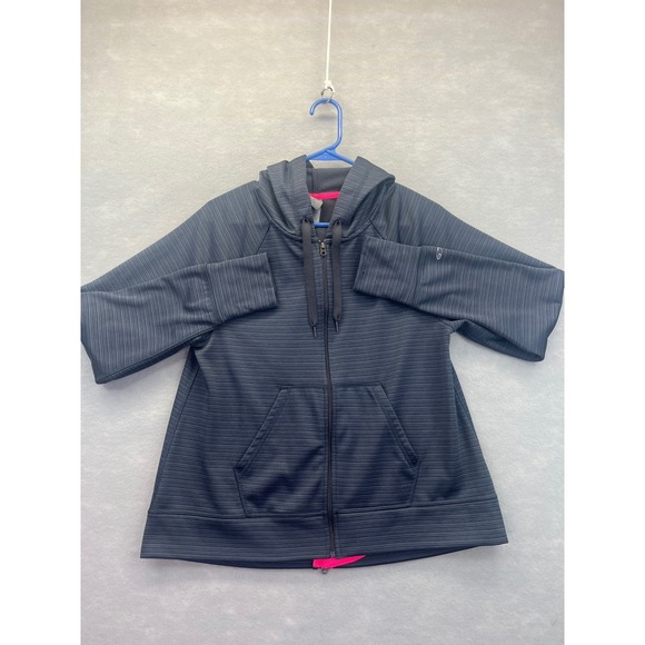 Champion Duo Dry Zip Hoodie Womens Small Gray Pink Back Zip Excellent V9504M - Picture 2 of 15